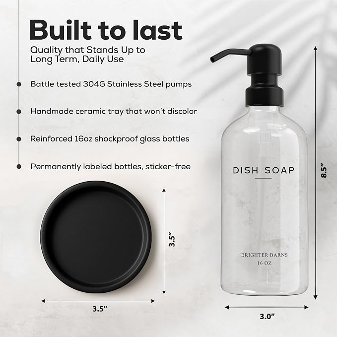 Glass Dish Soap Dispenser for Kitchen Sink by Brighter Barns - Image 3