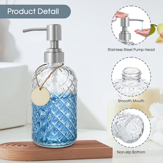 Gem-Patterned Glass Soap Dispenser - Image 3