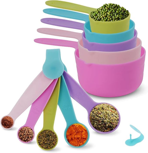 10PCS Measuring Spoons and Cups Set Stackable Nesting Cups Spoons by Puctstone