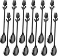 Black Tulip/Rose Handle 12-Pcs Mini Coffee Spoons Set by SGvrPvz