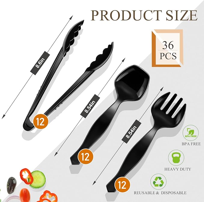 Mwellewm 36Pcs Plastic Serving Utensils Set Large Disposable Serving Spoons - Image 6