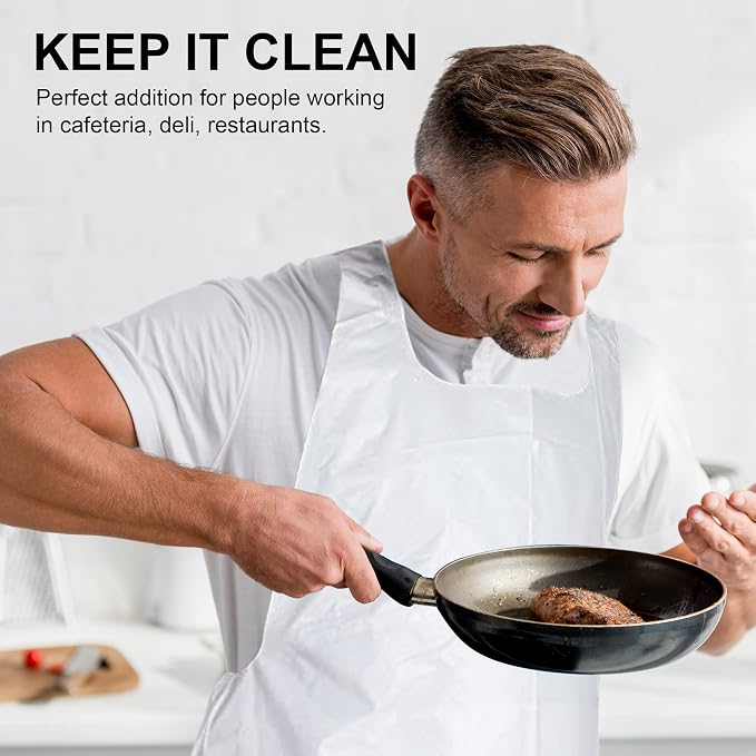 MT Products 2 Mil White Disposable Poly Aprons 46"x28" - Image 4