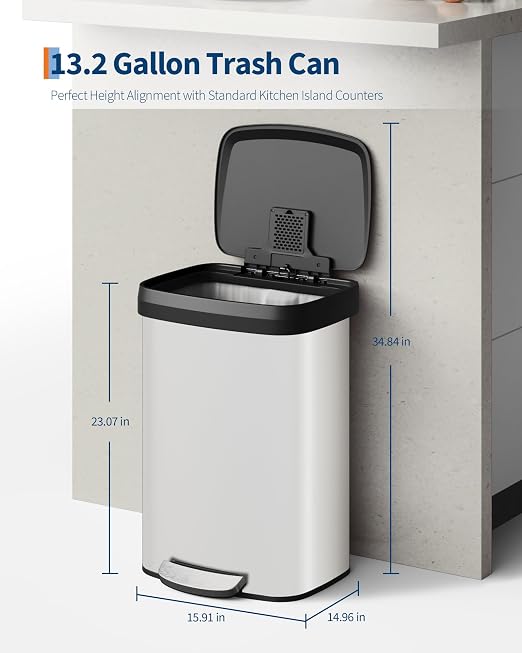 Garvee 13 gal / 50 L Metal Trash Can - Image 6