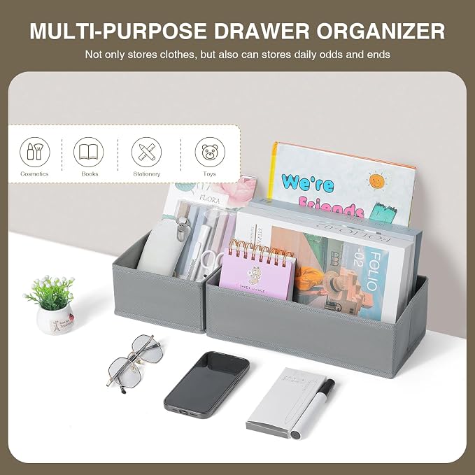 DIMJ Drawer Organizers Clothes, Fabric Closet Organizers and Storage, Shallow - Image 4