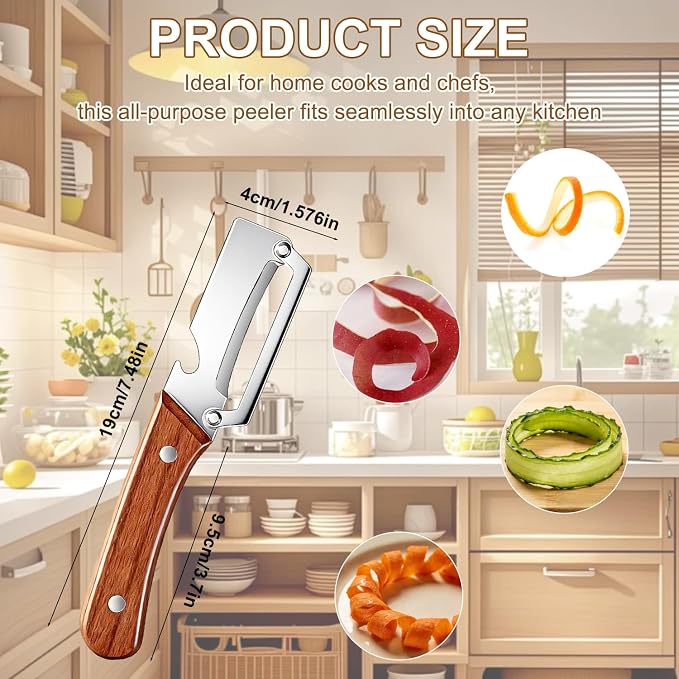 Premium Vegetable Peeler with Wooden Handle and Bottle Opener - Image 8
