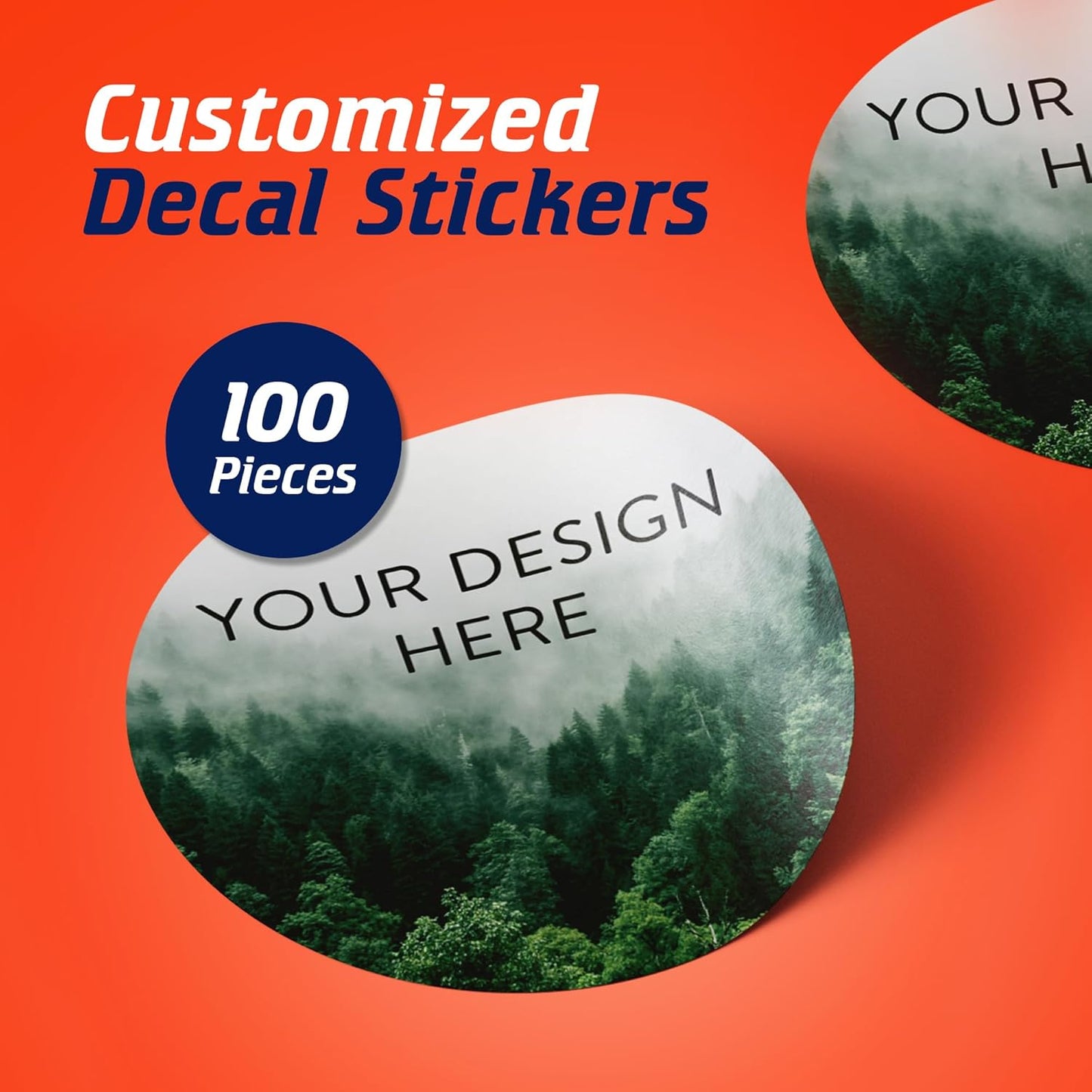 100 Custom Vinyl Stickers - Upload Your own Image, Text, Design, Logo - Personalized Logo Labels for Handmade, Packaging, Bottle, Jars, Candle, Brand Stickers (Foggy Valley, 2x2)
