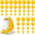48 Pcs Yellow Cake Topper Decorations - Balloon Cupcake Toppers Foam Cake Balls for Birthday Party, Wedding Anniversary Cake Decorating