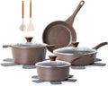 SENSARTE Nonstick Cookware Set 13-Piece, Healthy Pots and Pans Set Kitchen Cooking Set with Stay-Cool Handles, Silicone Utensils and Pot Protectors, PFOA Free