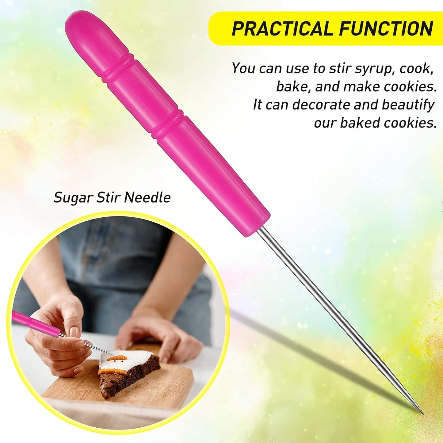 10 Pieces Plaque Frame Cookie Cutter Stainless Steel Biscuit Cutter Fondant Cake Decorating Tools and 6 Pieces Sugar Stirring Pins for Kitchen Baking