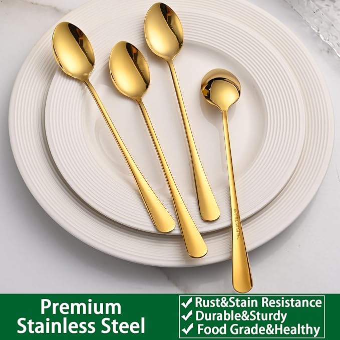 7.5 Inch Gold Iced Tea Spoons, Long Handle Stirring Spoon - Image 5