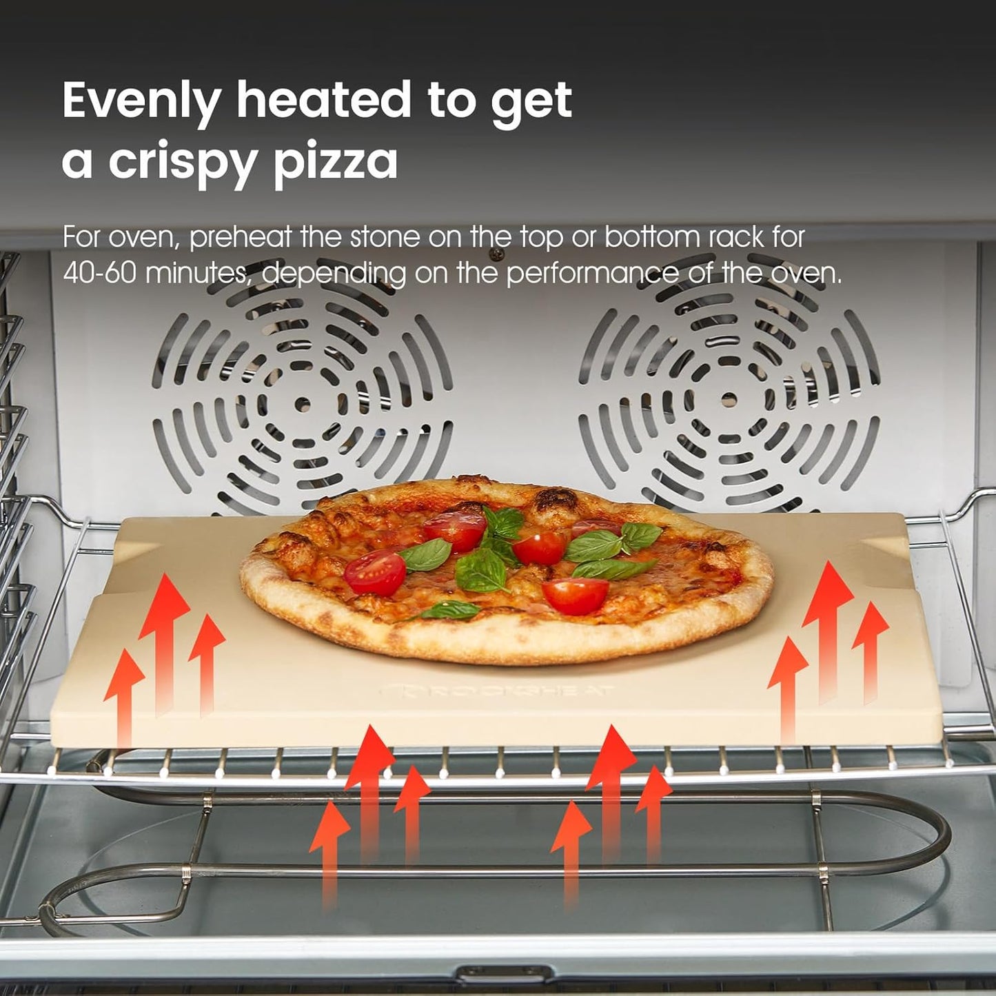 Large Pizza Stone, 20"x13.5" Rectangular Pizza Stone for Oven Grill BBQ, Baking Stone for Pizza Bread with Unique Built-in 4 Handles Design