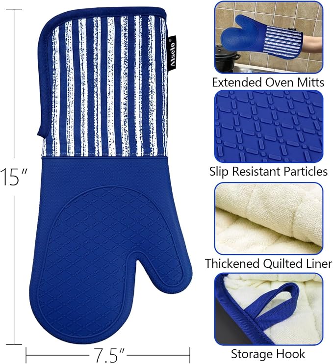 Alselo Silicone Oven Mitts Heat Resistant 932℉ - Image 2