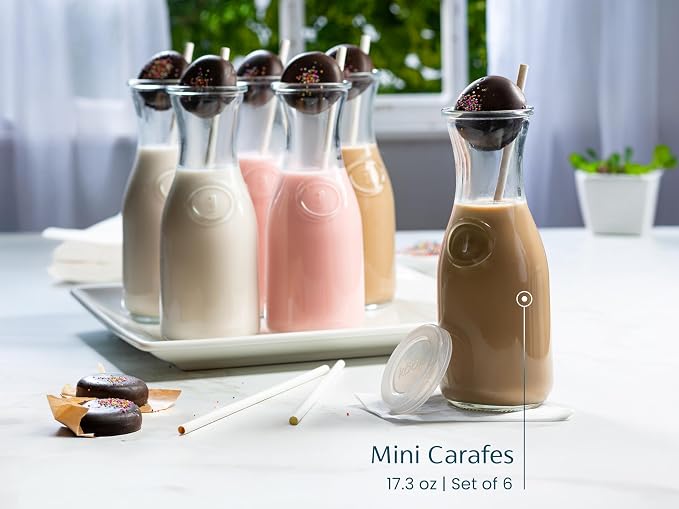 Glass Carafe Pitchers, by Kook, Mini Carafes- set of 6, Beverage Dispensers - Image 5