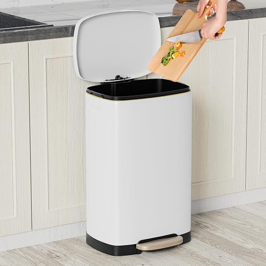 KdbK 13 Gallon Trash Can with Lid, 50L Fingerprint Proof Stainless Steel - Image 2