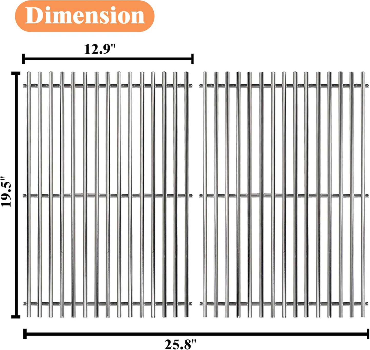 19.5" Stainless Steel Cooking Grates for Weber Genesis 300 Series, 19.5" Grill Grates Replacement Parts for Genesis E310 E320 E330 S310 S320 S330, Weber Genesis Grill Grates 7528/7524