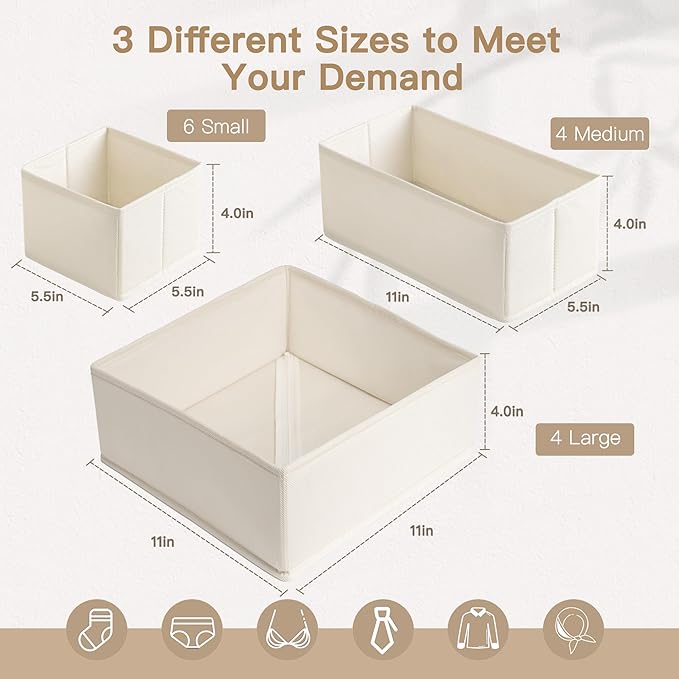 Criusia Drawer Organizer Clothes, 14 Pack Dresser Organizer - Image 3