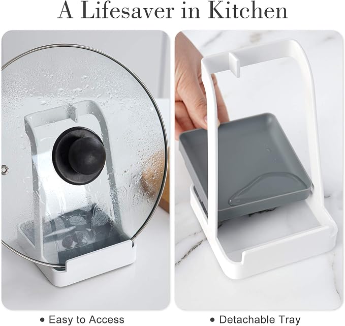 NiHome Versatile Pot Lid Ladle Holder Multipurpose Spatula Pad Book Cutting - Image 5