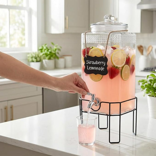 1.5 Gallon Glass Drink Dispenser, Drink Dispensers - Image 2