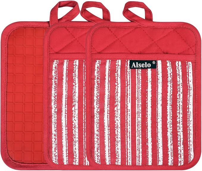 Alselo Silicone Pot Holders Set of 3 Heat Resistant & Non Slip Potholders - Image 9