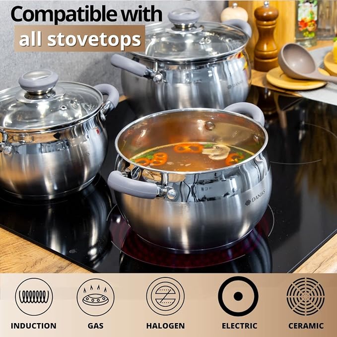 Daniks Modern 2 Quart Stainless Steel Stock Pot - Image 5
