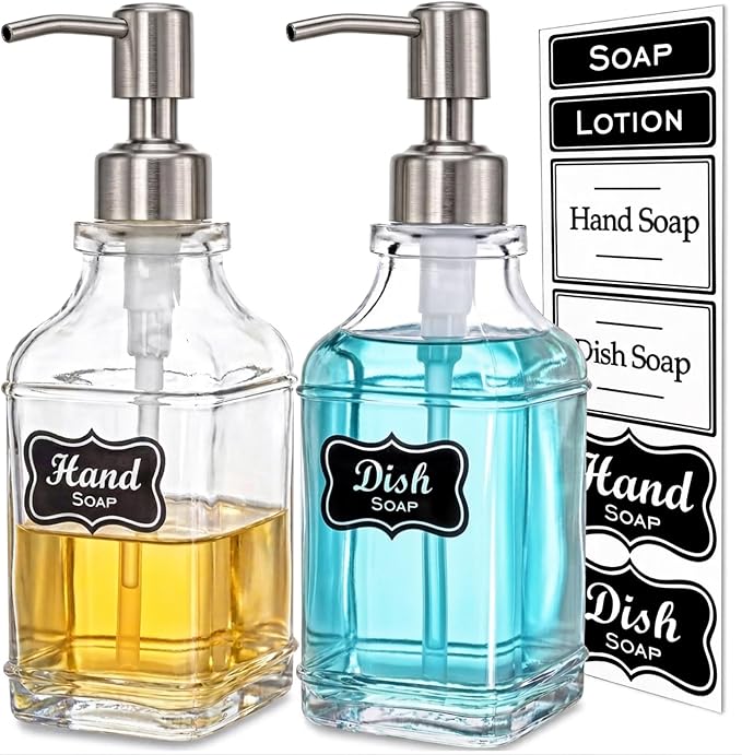 JASAI 2Pack Antique Design Glass Soap Dispenser by JASAIHOME