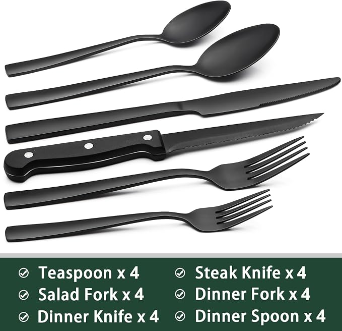 EWFEN 24-Piece Black Silverware Set - Image 2