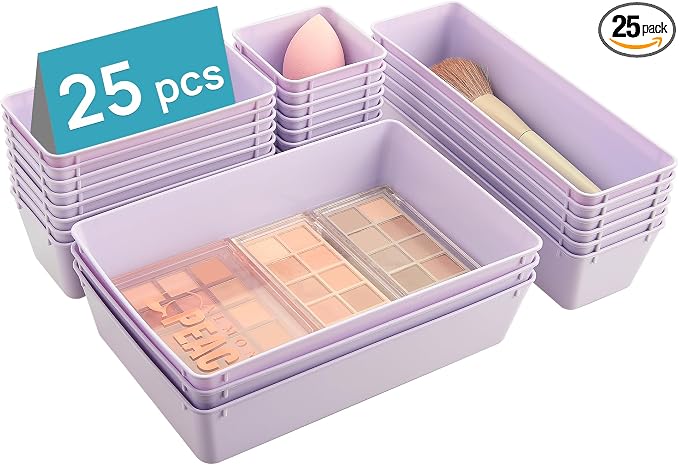 Vtopmart 25 PCS Plastic Drawer Organizers Set, 4-Size Versatile Bathroom and by Vtopmart