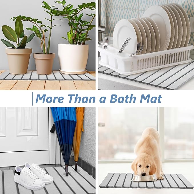 AWW Foldable Stone Bath Mat, Quick Dry Diatomaceous Earth Bath Mat - Image 7