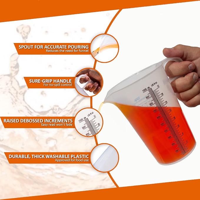 32oz Measure Pitcher with Convenient Conversion Chart – Extra Strong Food Grade - Image 8