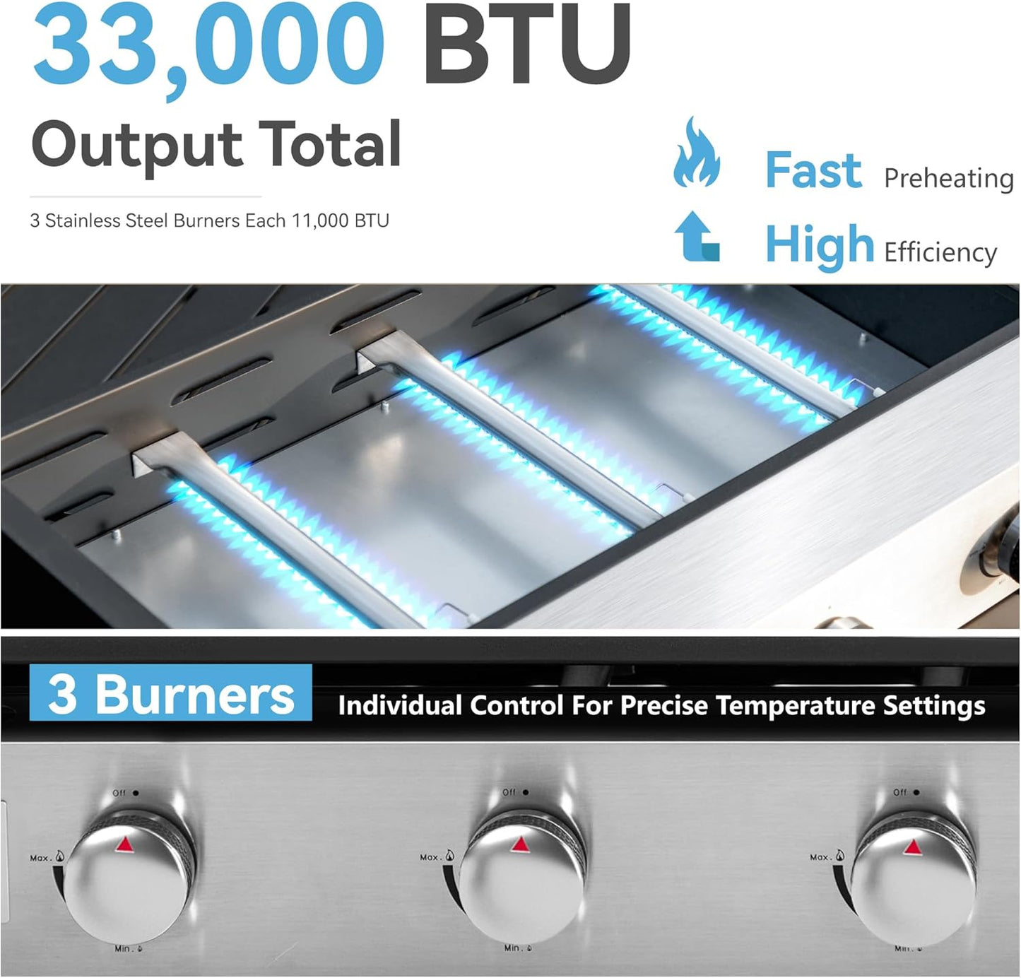 GREEN PARTY 3 Burner Propane Gas Griddle with Removable Standing Cart, Convertible to Tabletop Design, 27 inch Flat Top Grill for Outdoor Cooking Camping Tailgating Barbecue
