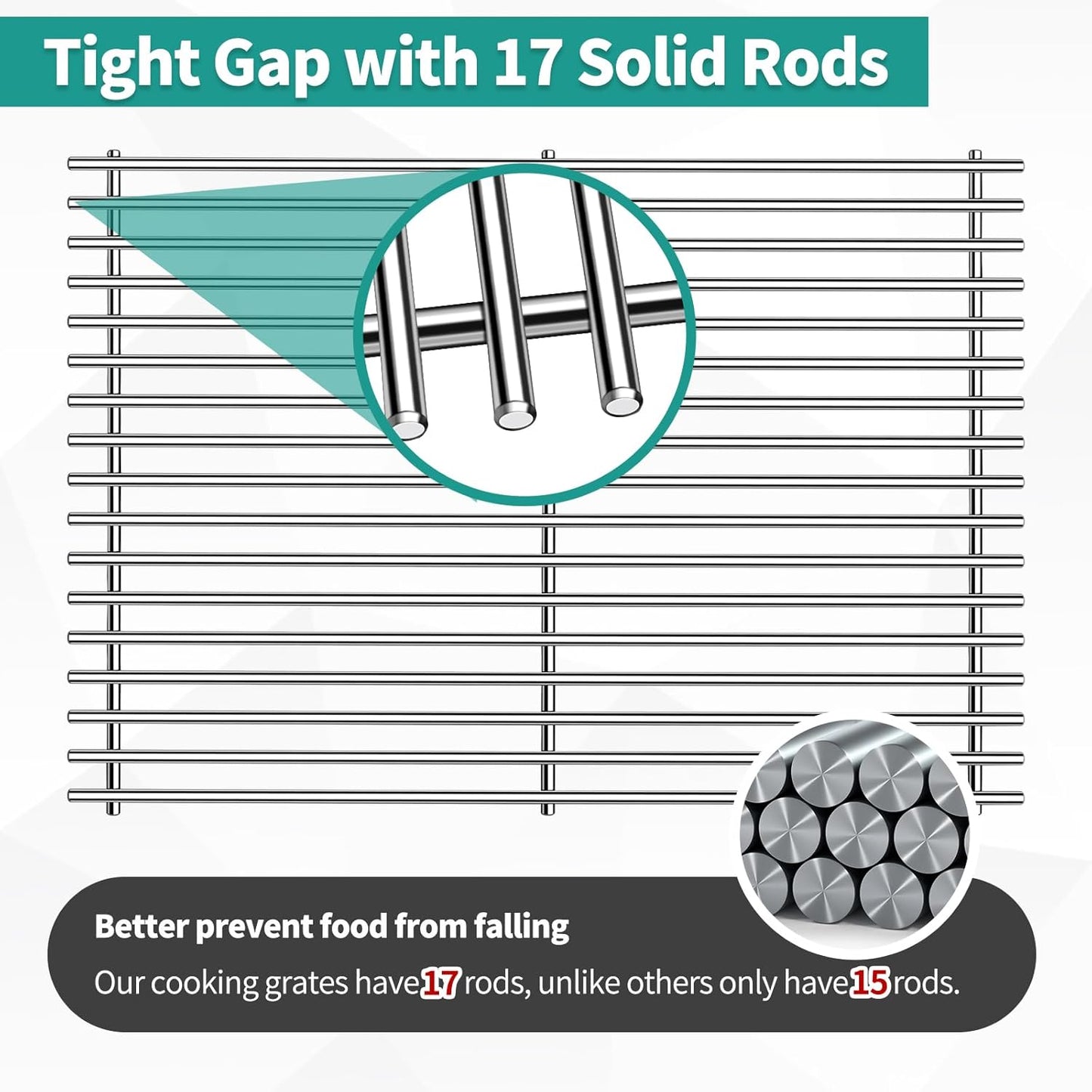 9MM 18 7/8" Stainless Steel Genesis 2 Grill Grates for Weber Genesis ii E-310 E-315 E-325 E-330 E-340 S-335 S-340 GS4 Genesis ii Grill Parts for Weber 66095 Genesis ii 300 LX 300 Series