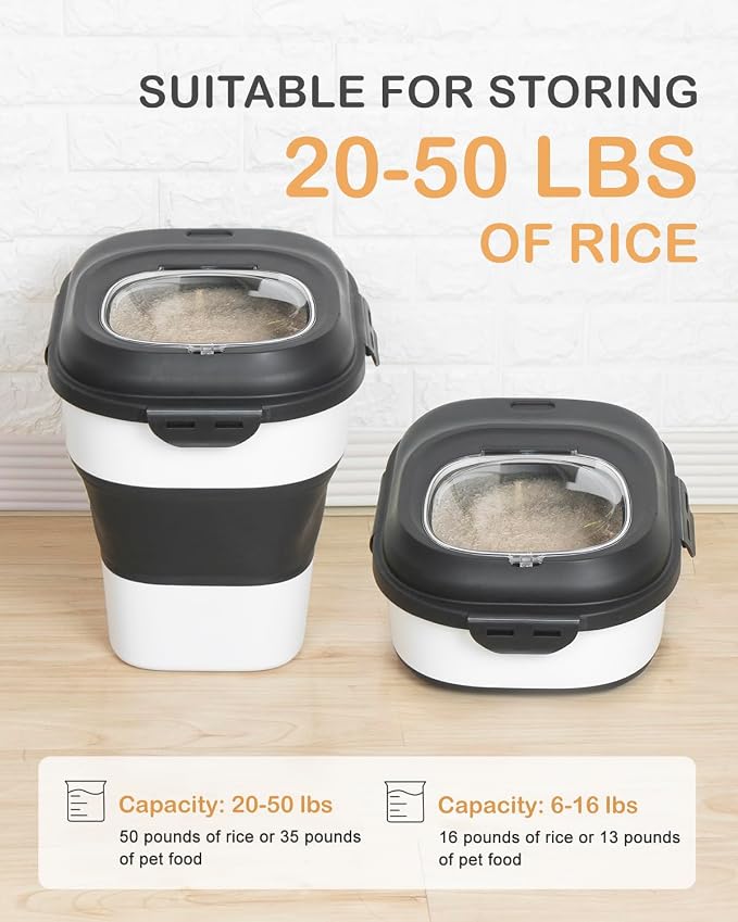 20-50 Lbs Food Storage Containers, Collapsible Rice Container - Image 2