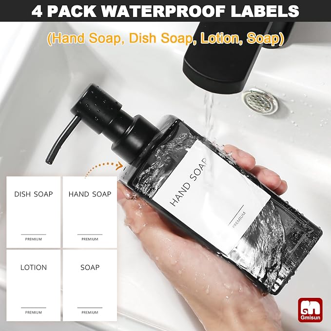 GMISUN Black Glass Soap Dispenser, Hand Soap Dispenser - Image 4