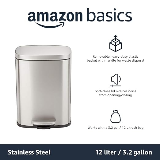 Amazon Basics Smudge Resistant Small Rectangular Step Pedal Trash Can - Image 5