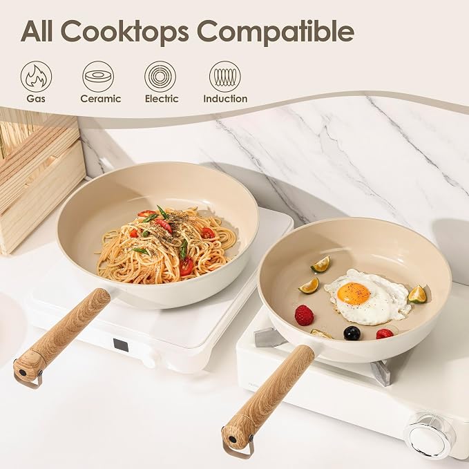 SENSARTE 17Pcs Ceramic Nonstick Cookware Set Non-toxic Healthy Pots and Pans - Image 7