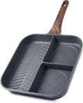 Sensarte Nonstick 11-Inch Square Grill Pan, 3-Section Versatile Breakfast by SENSARTE