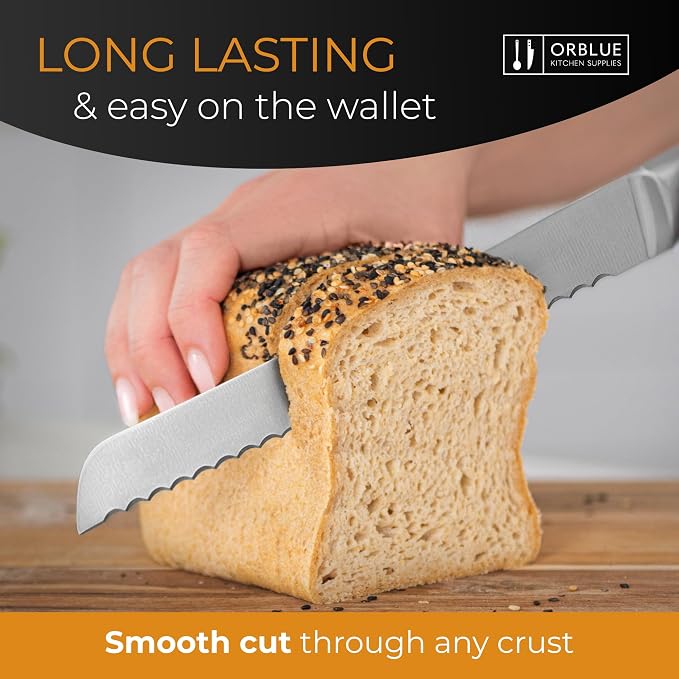 Orblue Serrated Bread Knife Ultra-Sharp Stainless Steel Professional Grade - Image 2