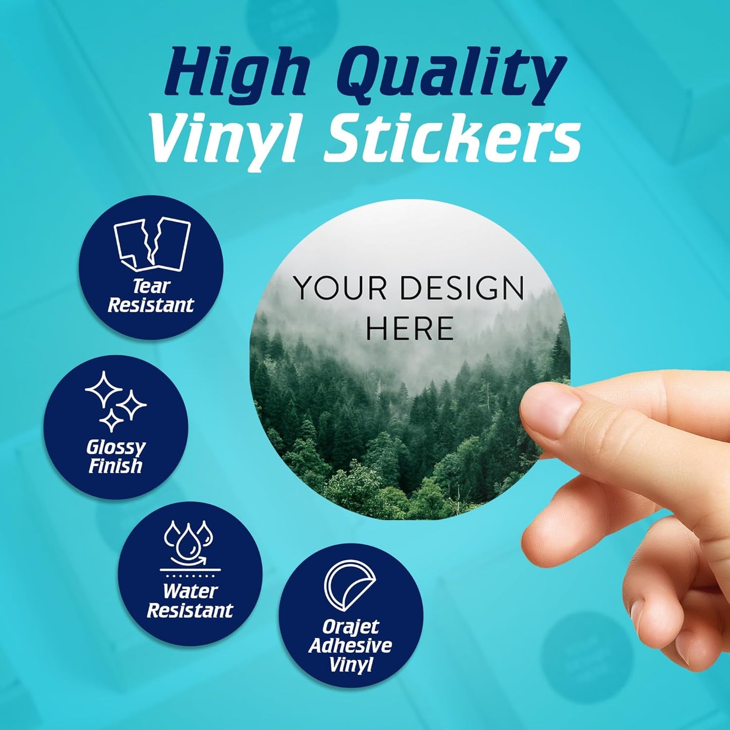 100 Custom Vinyl Stickers - Upload Your own Image, Text, Design, Logo - Personalized Logo Labels for Handmade, Packaging, Bottle, Jars, Candle, Brand Stickers (Foggy Valley, 3x3)