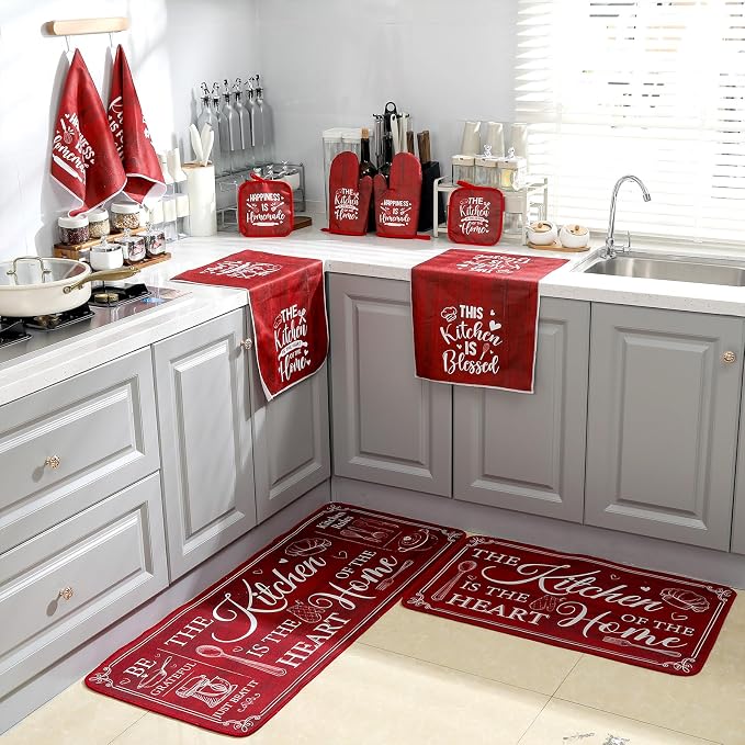Fourluoo 10 Pcs Farmhouse Kitchen Decor and Accessories Set 4 Kitchen Towels 2 - Image 7