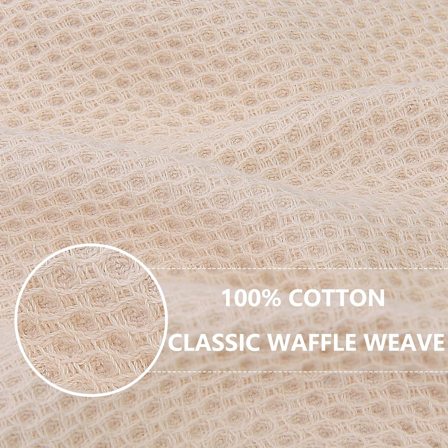 Homaxy 100% Cotton Waffle Weave Kitchen Dish Towels, Ultra Soft Absorbent Quick Drying Cleaning Towel, 13 x 28 Inches, 8-Pack, Beige