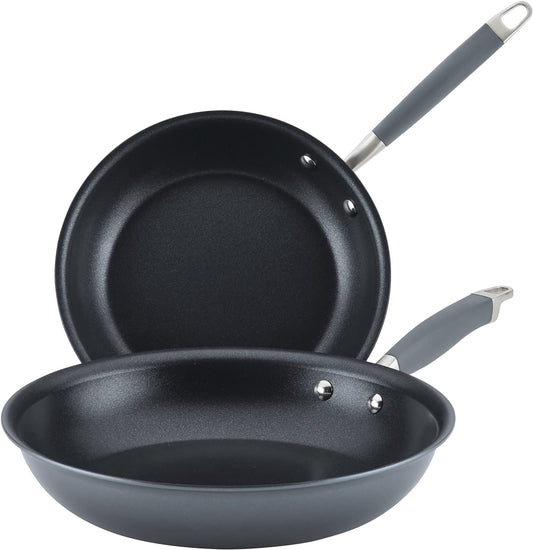 Anolon Advanced Home Hard-Anodized Nonstick Skillets (2 Piece Set- 10.25-Inch & 12.75-Inch, Moonstone)