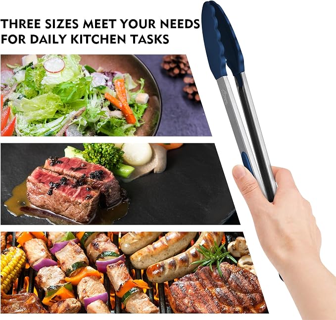 HOTEC Premium Stainless Steel Locking Kitchen Tongs - Image 3