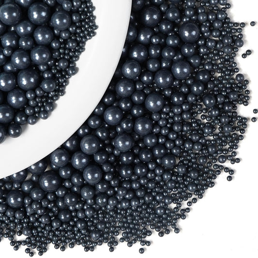 Dazzjoy Edible Black Sugar Sprinkles, Pearl Candy Sprinkles for Cake Decorating, Food Grade, Cupcake Toppers and Black Cake Decorations, Wedding Party Valentines Easter Supplies(130g/4.58oz)