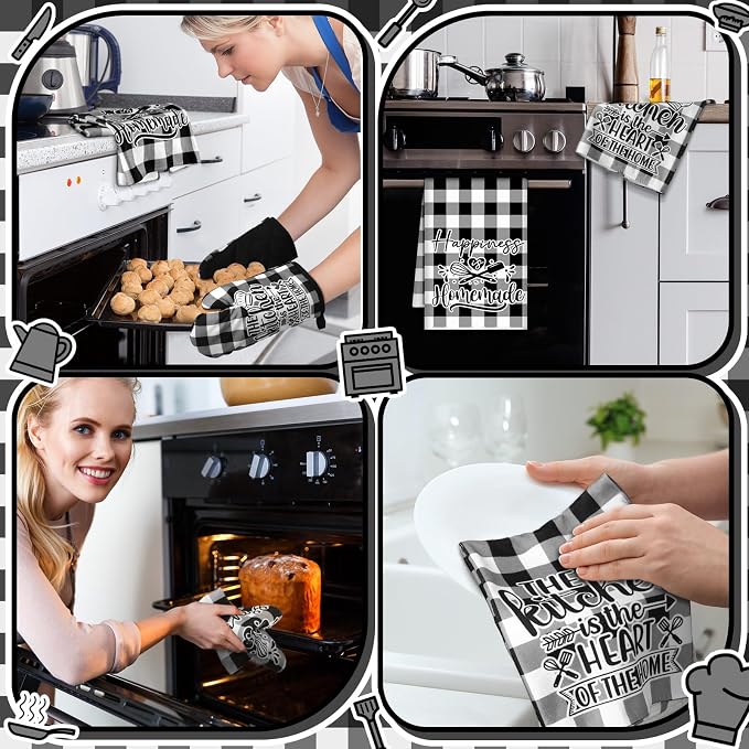 Sratte 6 Pcs Kitchen Decor Accessories Set Farmhouse Towels Pot Holders Oven - Image 5