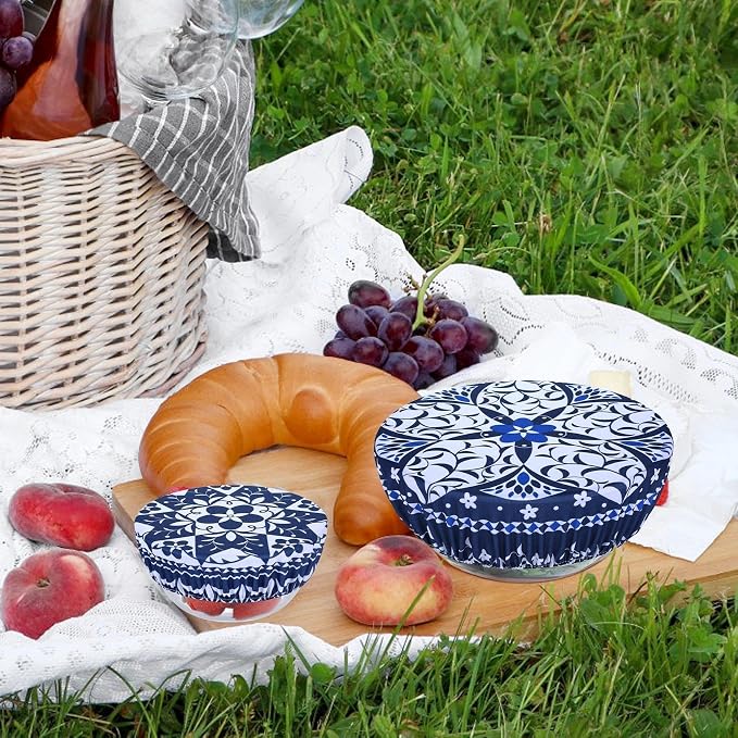 5 Pieces Bowl Covers Reusable, 5 Size Elastic Cloth Bowl Covers - Image 7