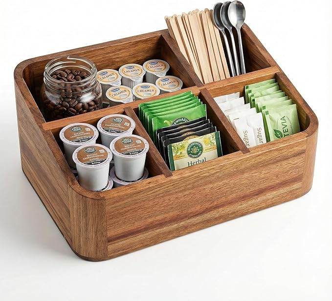 Dstuff Acacia Wood Coffee Station Organizer by Dstuff