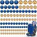 108 Pcs Balls Cake Topper DIY Cupcake Insert Foam Balloons for Cake Baking Wedding Anniversary Birthday Decoration(Bright Blue, Gold,Multi Sizes)