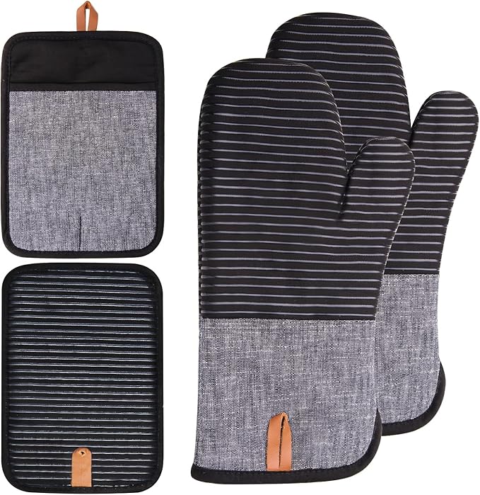 4PCS TIPTAP Oven Mitts, Kitchen Oven Mitts Set, Non Slip Cotton Oven Mitt and by Unknown