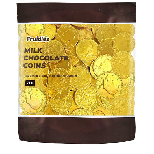 Milk Chocolate Coins, Gold Half-Dollar Chocolate Coins, Made with Premium Belgian