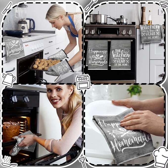 Sratte 6 Pcs Kitchen Decor Accessories Set Farmhouse Towels Pot Holders Oven - Image 5